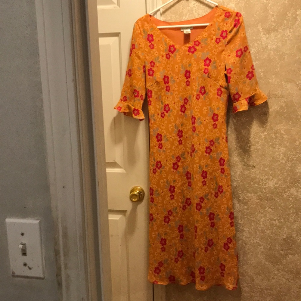 Paradox orange flower dress size 8